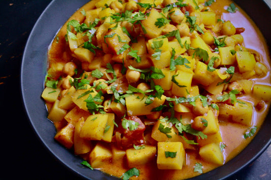 Wurzpott Curry Potatoes with Chickpeas by Chef Anne Hicks