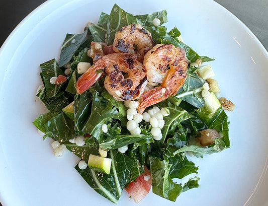 Blackened Shrimp with Kale-Couscous Salad