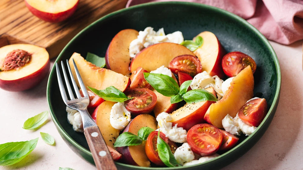 Peach, Burrata, and Heirloom Tomato Salad