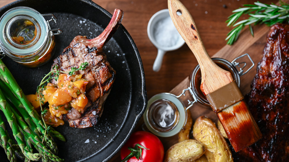 BBQ Pork Chops with Peach Salsa