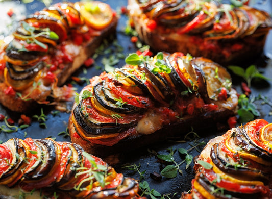 Ratatouille Bruschetta on Crostinis