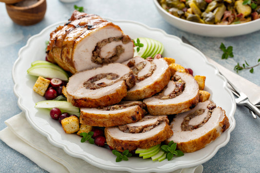 Caramelized Apples & Kale Pork Loin Roulade