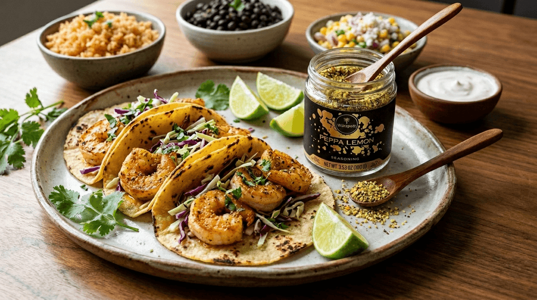 Peppa Lemon Pan Fried Shrimp Tacos