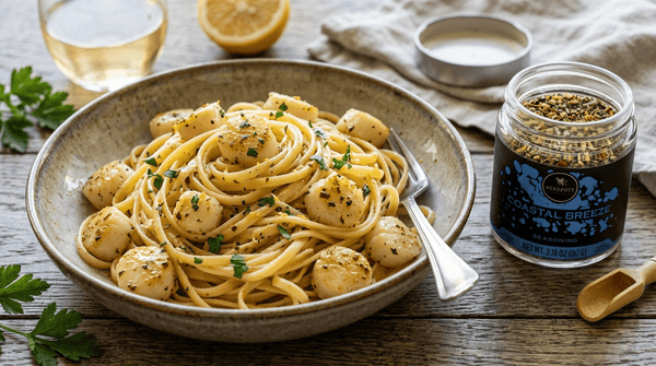 Coastal Breeze Scallops and Linguine Pasta | Easy Lemon Butter Seafood Pasta Recipe