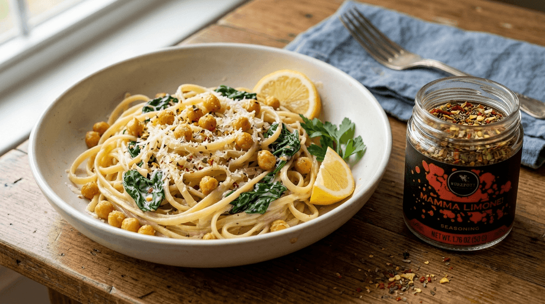 Creamy Lemon Chickpea Pasta with Mamma Limone