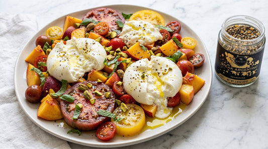 Peach, Burrata, and Heirloom Tomato Salad
