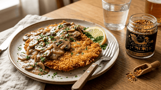 King of Meat Jägerschnitzel with Mushroom Gravy: A German Comfort Food Classic